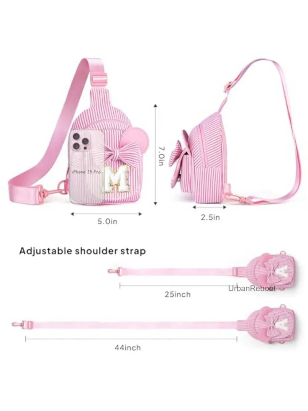 Girls Crossbody Sling Bag Hand Stitched Initial Cotton Waist Fanny Pack Gift